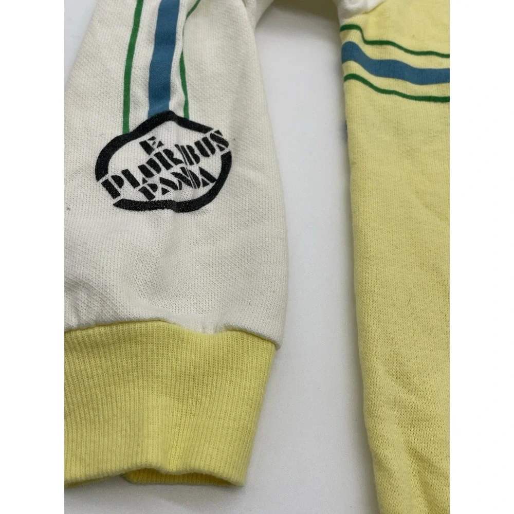 Vtg Sweater Youth Sz 10‎ Yellow Bearathon Running Tortoni 80s Panda Puff Print